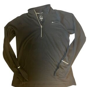 Nike Dri Fit Quarter Zip Pullover Black Athletic Running Top Womens